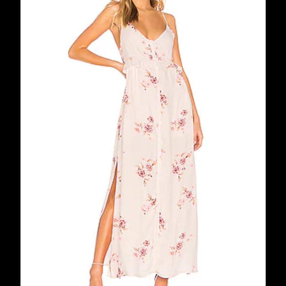MINKPINK Rhapsody Floral Maxi Dress in Cream and Light Pink